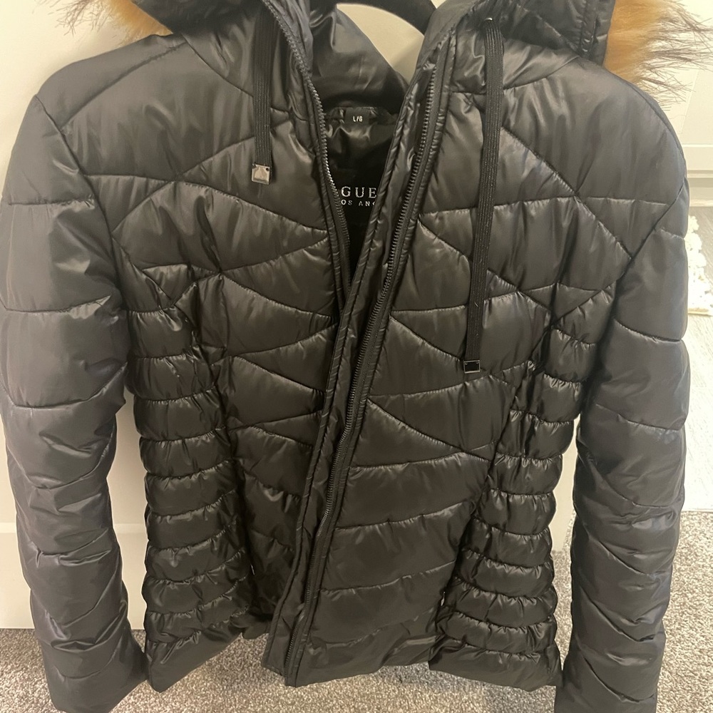 Guess puffer jacket with fur hood